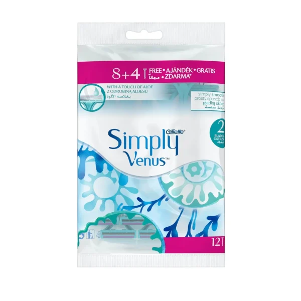 تیغ اصلاح بانوان ژیلت مدل سیمپلی ونوس بسته 12 عددی