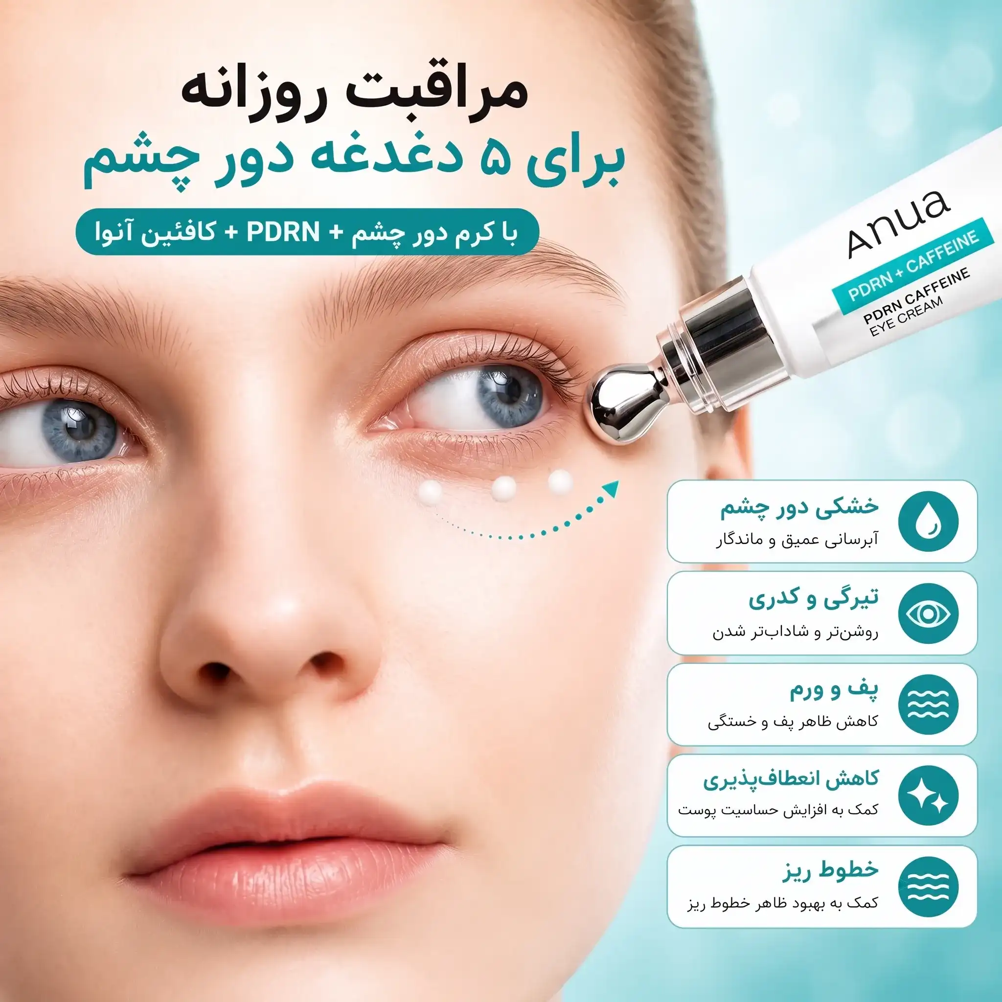 مزایای استفاده از کرم دور چشم PDRN و کافئین آنوا